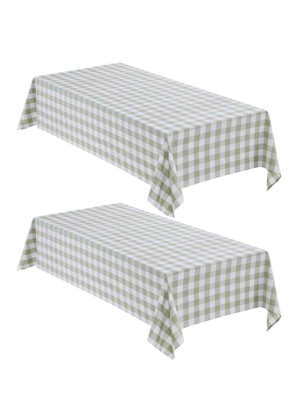 Gingham Tablecloth Heavy-Duty Polyester Rectangular Sage Green & White  (2-Pack)